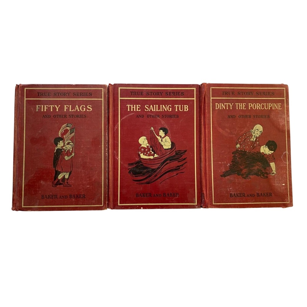Lot‎ Set of 3 True Story Series Fifty Flags The Sailing Tub Dinty the Porcupine